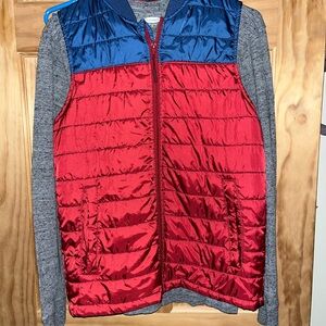 Men’s Quilted Puffer Vest with Gray Knit long sleeve undershirt